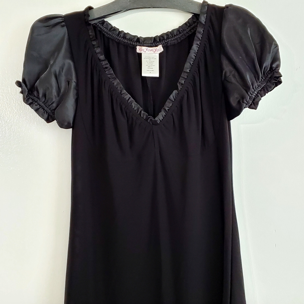 Wishes Wishes Wishes Black Womens Juniors Dress Size Medium V-neck Short Sleeve